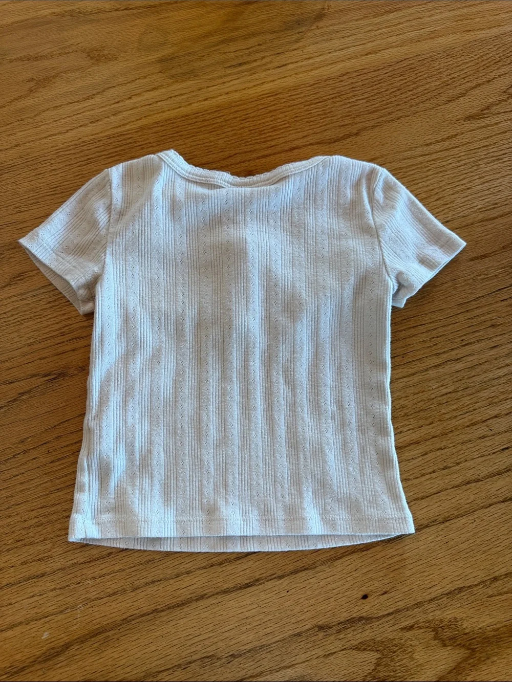 Old Navy White Ribbed Short-Sleeve Henley Tee